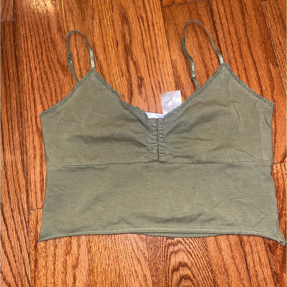 Green Cropped Tank Top